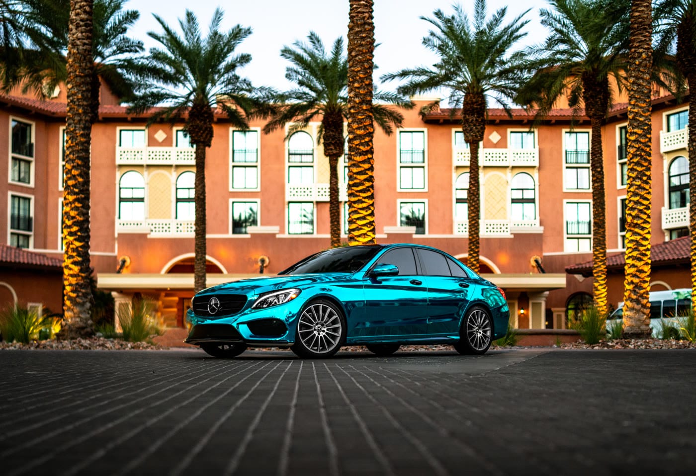 Teal chrome Mercedes