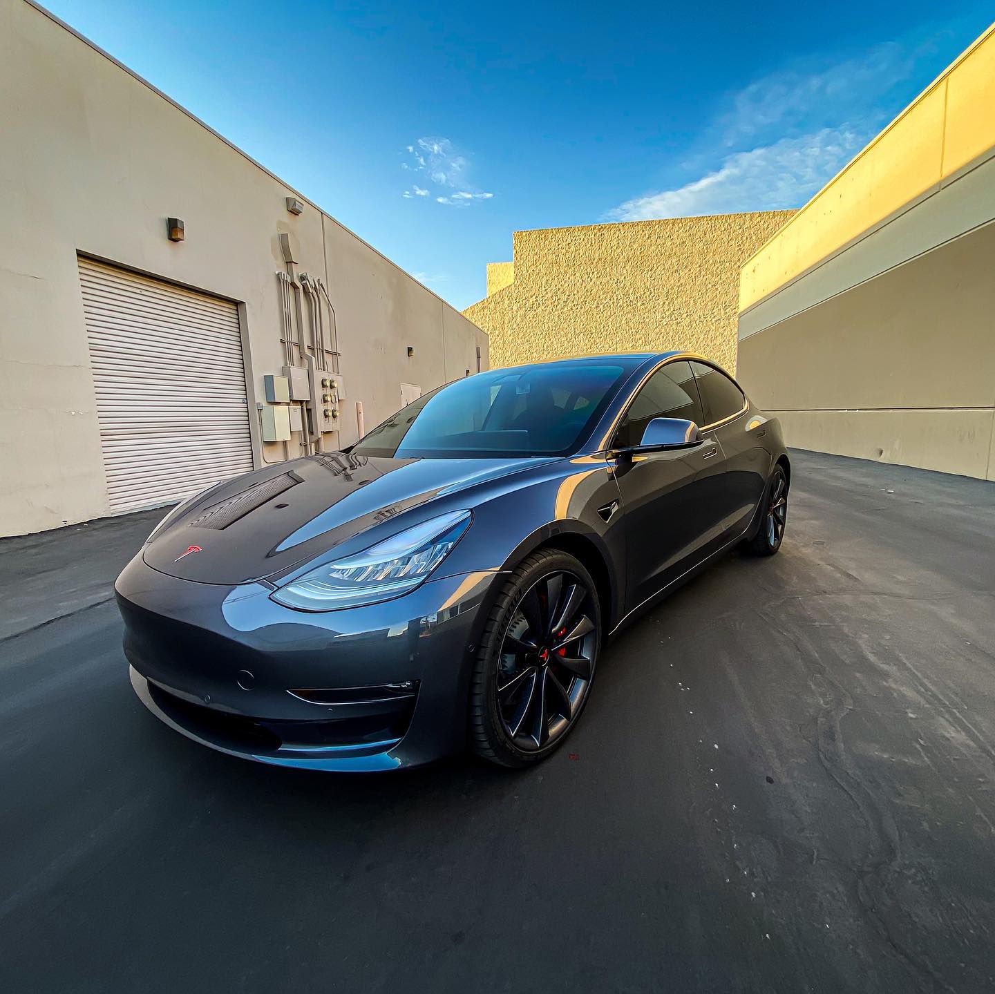 Tesla with ceramic window tint installed in Las Vegas